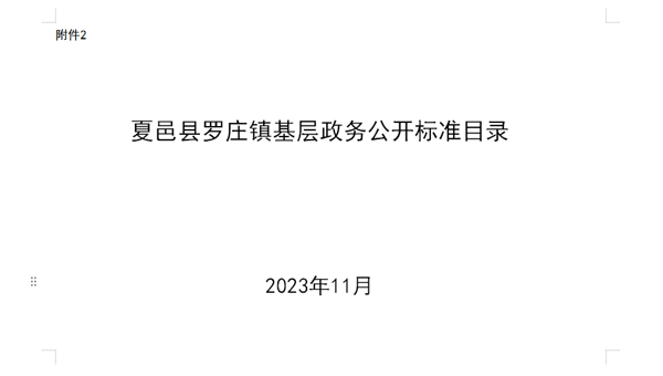 夏邑县罗庄镇基层政务公开标准目录（2023年）